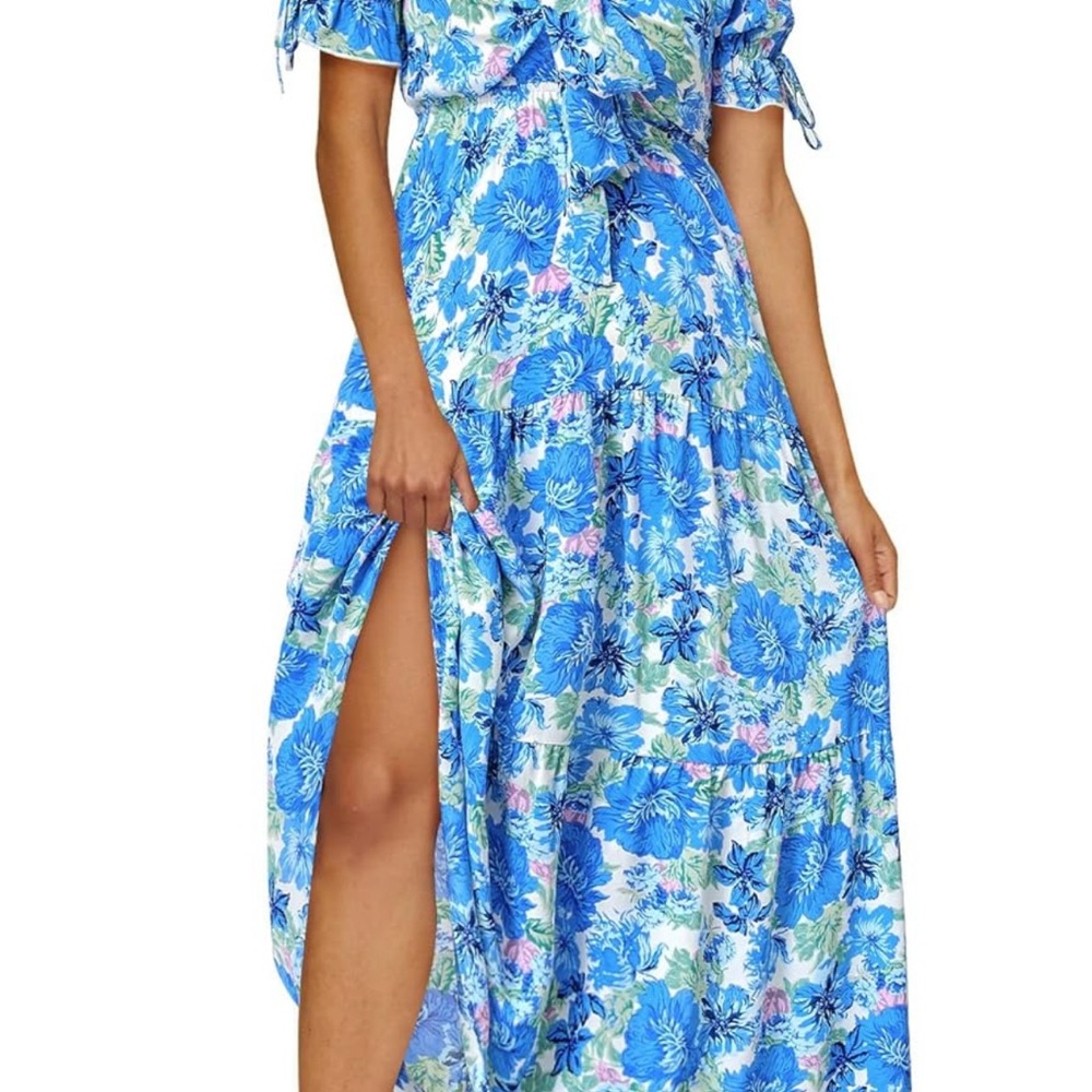 Floral Blue BOHO Maxi Dress